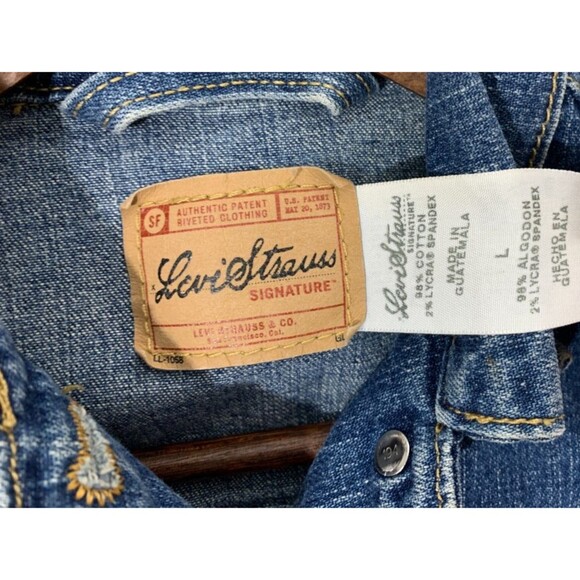 Levi Strauss Signature Denim Blue Jean Youth Button-up Jacket Large (L) - Picture 3 of 13